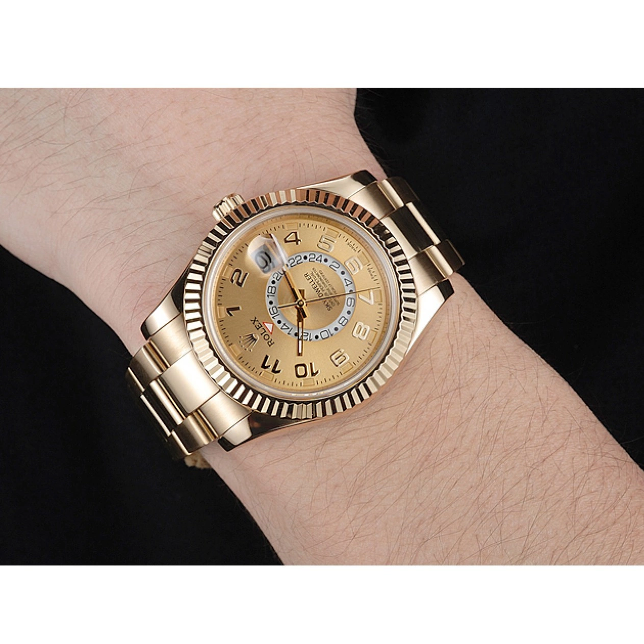 Good copy rolex watches 2012 Dweller Yellow Rolex Perpetual Edition Special Gold Oyster 80243 Sky 0821